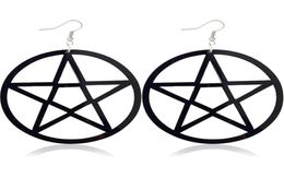 Punk Acrylic Large Star Dangle Earrings For Women Gothic Black Big Pentagram Round Drop Earring Fashion Statement Jewelry6320007