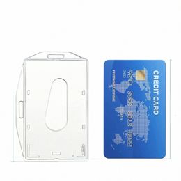 1pcs Hard Plastic Transparent Card Case Holder Work Card Id Badge Holder Double-Sided Card Vertical Clear Id Cover Shell p4CG#