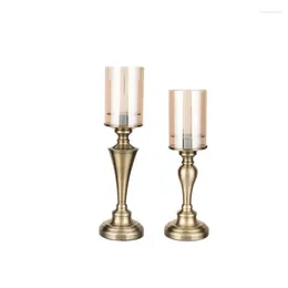 Candle Holders Metal Glass Holder Candlestick Decoration Cylinder Stand Home Wedding Party Accessories