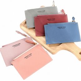 solid Colour PU Leather Card Holder Credit Card Wallet Mini Slim Wallet Card & Id Holders Women Busin Zipper Coin Purse c8PU#