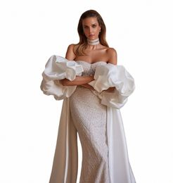 satin Wedding Cape Elegant Outfit Lg Wrap With Spectacular Sleeves Ruffles Bridal Cloak Women Shawl Bride Bolero Custom made B39k#