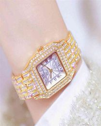 Roman Numeral Women Luxury Brand Watch Dress Gold Ladies Wrist Watches Diamond Square Female Wristwatch Montre Femme 2107075582654