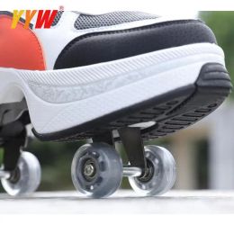 Roller 2PC Pu Rubber Skate Wheels For Deformation Shoes Roller Skate Shoes Sneakers Running Sport Shoes Accessories Replacement Wheel