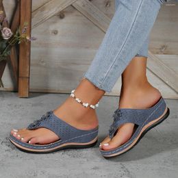 Slippers Summer Cross-border Foreign Trade Thick-sole Slope Heel Large-size Flip-flops Muffin Sole Casual Fashion Versatile Wome