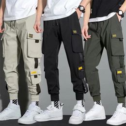 Men's Pants 1Pc Summer Men Cargo Multi Pocket Drawstring Man Sweatpants Loose Casual Outdoor Fashion Hip Hop Joggers