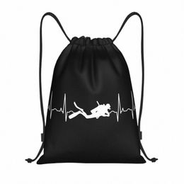 custom Scuba Diving Heartbeat Drawstring Bag for Shop Yoga Backpacks Women Men Diver Dive Sports Gym Sackpack d9x9#