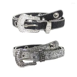 Belts Black/Silver Waist Belt For Dress Adjustable Pin Buckle Shinning Thin Ladies Skirt Dropship