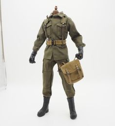 16 Scale Accessories Female Clothes Olive WWII Airborne set Soldier Uniforms For 12quot Male Military Action Figure Body LJ20097610616