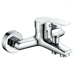 Bathroom Sink Faucets Zinc Alloy Basin Chrome Wall Mounted Cold Water Dual Spout Mixer Tap Splitter Bath Shower