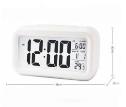 5 Colors Plastic Mute Alarm Clock LCD Smart Temperature Cute Photosensitive Bedside Digital Alarms Clocks Snooze Nightlight Calendar
