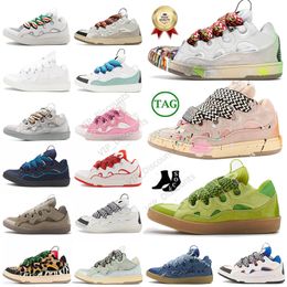 New Designer Runner Classical Curb Sneakers Mesh Lace-up Casual Shoes Style Extraordinary Sneaker Embossed Leather Men Womens Calfskin Shoe Rubber Size EUR35-46