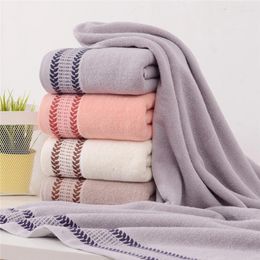 Towel Bathing Towels Pure Cotton Rectangle No Fade Large Strong Water Absorption Solid Colour Stripe Kids Adults Home Bathroom