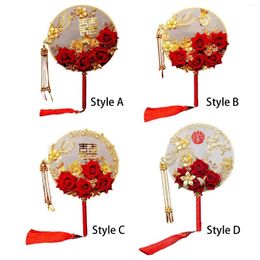 Decorative Figurines Wedding Bride Round Fan Pography Props Accessories Group Craft Handheld Ming Hanfu For Gift