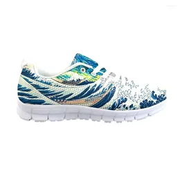 Casual Shoes Wave 3D Full Print Flats Lace-Up For Women Teenager Mesh Sneakers Summer Girls Spring Shoe Custom Pattern