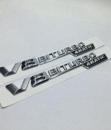 Set of 2 For Mercedes Benz AMG V8 BITURBO 4Matic Car Trunk Number Letters Badge Emblem Sticker8223238