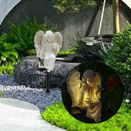 Garden Decorations Solar Statue Angel Figurine Weatherproof With Light Yard Art Decor Ornament For Outside Walkway Patio Pathway Lawn