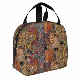 gustav Klimt Insulated Lunch Bags Cooler Bag Family the Three Ages of Women Portable Tote Lunch Box Food Bag School Picnic c45a#