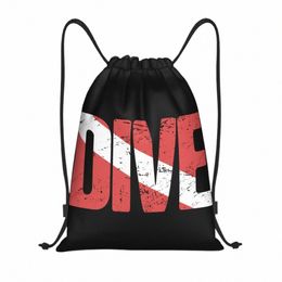 custom Vintage Scuba Diving Flag Drawstring Bag for Training Yoga Backpacks Women Men Diver Sports Gym Sackpack n0Go#