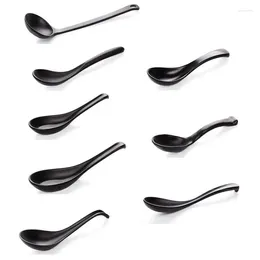 Spoons Soup Spoon Creative Anti-Fall Chinese In Matte Black With Long Handle Hook Portable Tableware Accessories