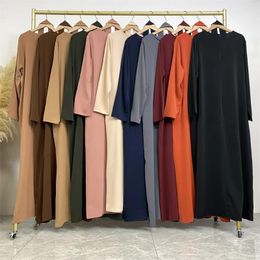 Ethnic Clothing Muslim Abaya Fashion Dress Turkey Arabia Dubai Solid Colour Robe With Pockets Women's Long