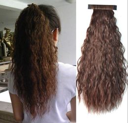 Sara Pat Circle Kinky Curly Ponytails 55CM22quot Clip in Ponytail Hair Extension BlackBrown Curly Horsetail Pony Tail Synthe9514969