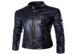 Whole New PU Leather Jacket Men Blouson Moto Cuir Mens Windproof Motorcycle Biker Jacket Jaqueta de Couro Veste Cuir Homme Y06807194