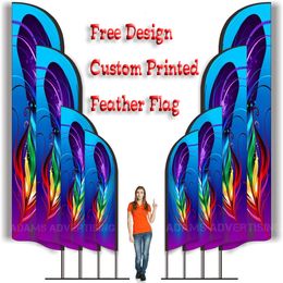 Custom Print Feather Flag Beach Banner Barber Shop Spa Salon Sport Racing Massage Coffee Dog Ice Cream Milk Bakery Gym Fit 240411