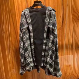 High quality designer clothing Edition Paris Woolen Fabric Plaid Fake Piece Shirts Unisex Shirt