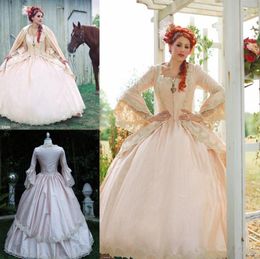 Pink Gothic Ball Gown Vintage 1920s Style Scoop Full length Long Sleeve Prom Dresses Custom Make Victorian Gothic evening Dress br7640087