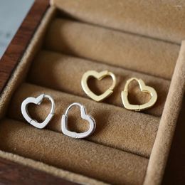 Hoop Earrings Huitan Heart Silver Color/Gold Colour Metal Love Minimalist Fancy Girl Gift Fashion Jewellery For Women 2024