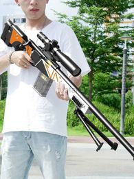 Gun Toys 2024 Extra Large AWM Ejection Soft Bullet Gun Can Fire Feed Manual Loading Boy Outdoor Battle Sniper Rifle Model Gift 240416
