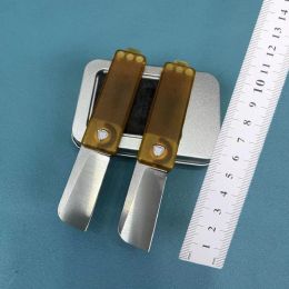 JJ219 Rocket Magnetic Mini Pocket Folding Knife 14C28N Blade Transparent PEI Handle Tactical Hunting Camping EDC Tool Knives