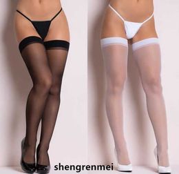 Sexy Socks Shengrenmei 2019 Women Rib Top Cuff Sexy Stockings Transparent Silk Stocking Ladies Thigh High White Stockings Medias De Mujer 240416