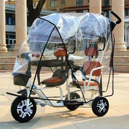 Stroller Parts Double Children Raincoat Tricycle Transparent Rain Cover Twin Windshield