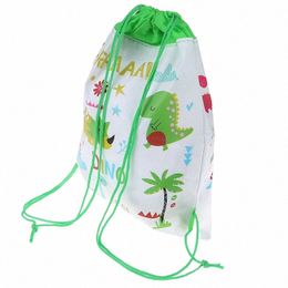 dinosaur N-woven Bag Backpack Kids Travel School Decor Drawstring Gift Bags P4Vr#