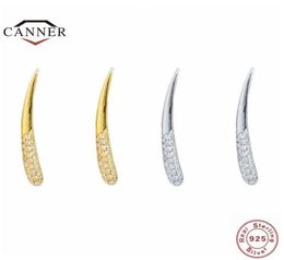 Stud CANNER Real 925 Sterling Silver Fashion Ivory Diamond Earrings Cartilage Piercing For Women Jewelry Pendientes3710314