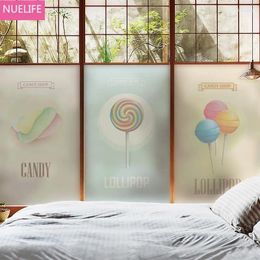 Window Stickers Cotton Candy Balloon Pattern Electrostatic Frosted Glass Film Sitting Room Bedroom Bathroom Door