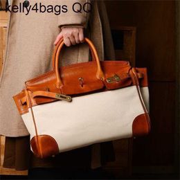 Top Quality Handbag Head Layer Cowhide Handmade Outdoor Bag Leather Splicing 5A Quality Handswen top leather Leisure satchelwith logo qq