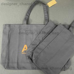 Totes Japan and South Korea pop single AP printing portable shoulder bag printing letters denim canvas bag shopping bag T240416
