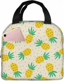 yellow Pine Insulated Lunch Bag for Women Girls Thermal Picnic Bento Box Wable Reusable for Office Work Hiking Picnic e1Hu#