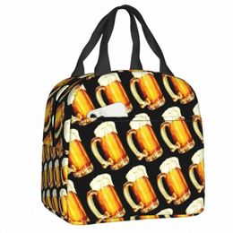 beer Pattern Lunch Bag Women Resuable Cooler Thermal Insulated Lunch Ctainer for Work School Travel Storage Food Lunch Box S6eH#