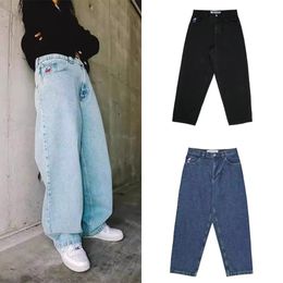 Men's Jeans Designer Pants Spring Cartoon Pattern JNCO Jeans Straight Leg Y2K Loose Casual Street Hip Hop Vintage Blue Jeans