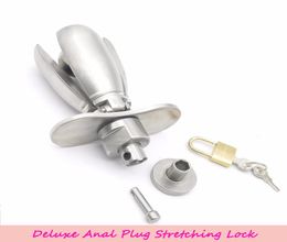 Stainless Steel Deluxe Anal Plug Stretching Lock Device Gay Fetish Gimp A270 Bdsm Sex Toys4705260