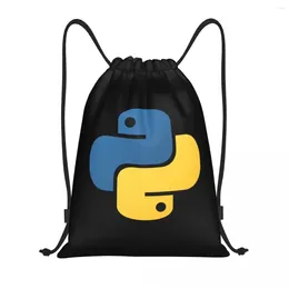 Shopping Bags Python Drawstring Backpack Sports Gym Bag For Men Women Programming Code Sackpack