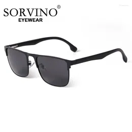 Sunglasses SORVINO Arrival Retro Square Men's Spring Hinge Polarized Trendy UV400 Driving Sunshade Glasses Metal Frame