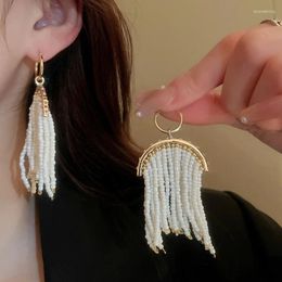 Dangle Earrings Minar Statement Acrylic Beads Miyuki Long Tassel Earring For Women Gold Plated Metal Geometric Casual Jewellery