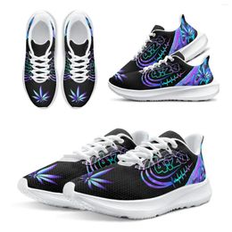 Casual Shoes INSTANTARTS Fashion Sneakers Gradient Purple Tropical Plants 420 Women's Sneaker Comfortable White-soled For Teenagers