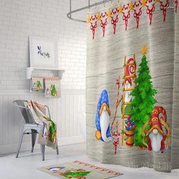 Shower Curtains Gnomes Christmas Curtain Elf Bathroom Decor