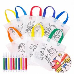 diy Graffiti Bag with Colouring Marker Carnival Animal Art Party Goodie Bags for Kids Eco Reusable Mini N-woven Shop bag p1ll#