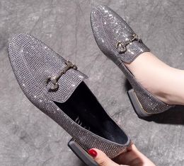 Women Suede Designer Leather Loafers Full Rhinestone Lightweight Casual Shoes New Fashion Breathable Low Top Comfo